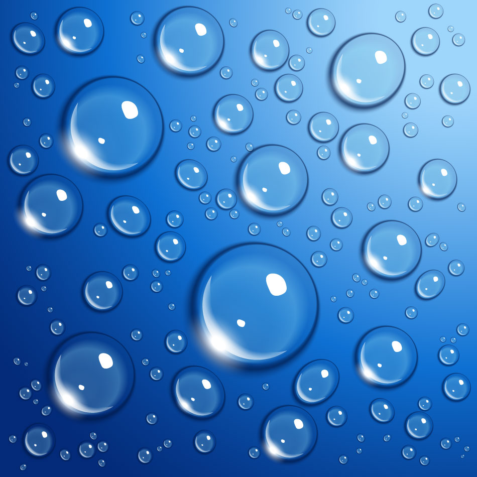قطرة الماء قطرة الندى في رسم الخلفية الزرقاء AI. llllline