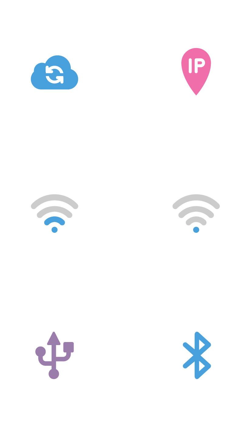 Wifi Cloud Bt Ip Icons AI Vector