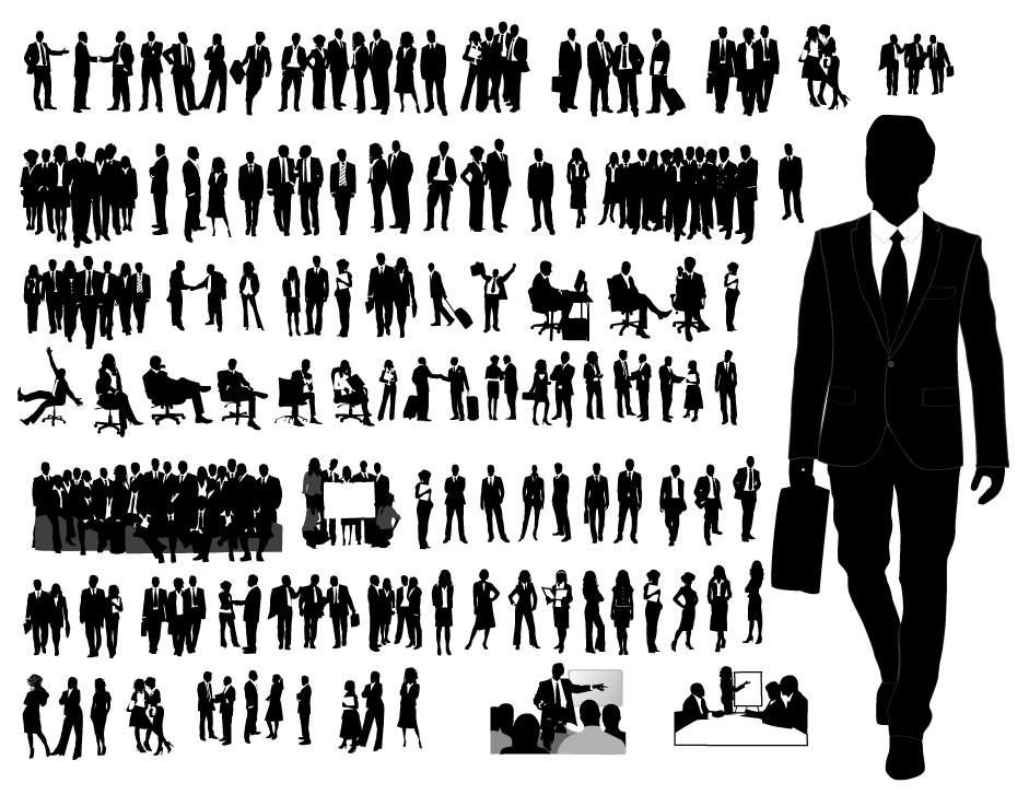 Working Meeting People Silhouettes AI Vector