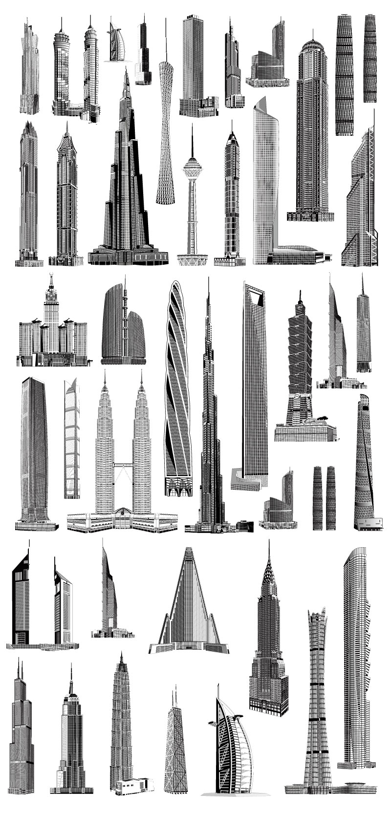 世界高層ビルコレクションAIベクトル