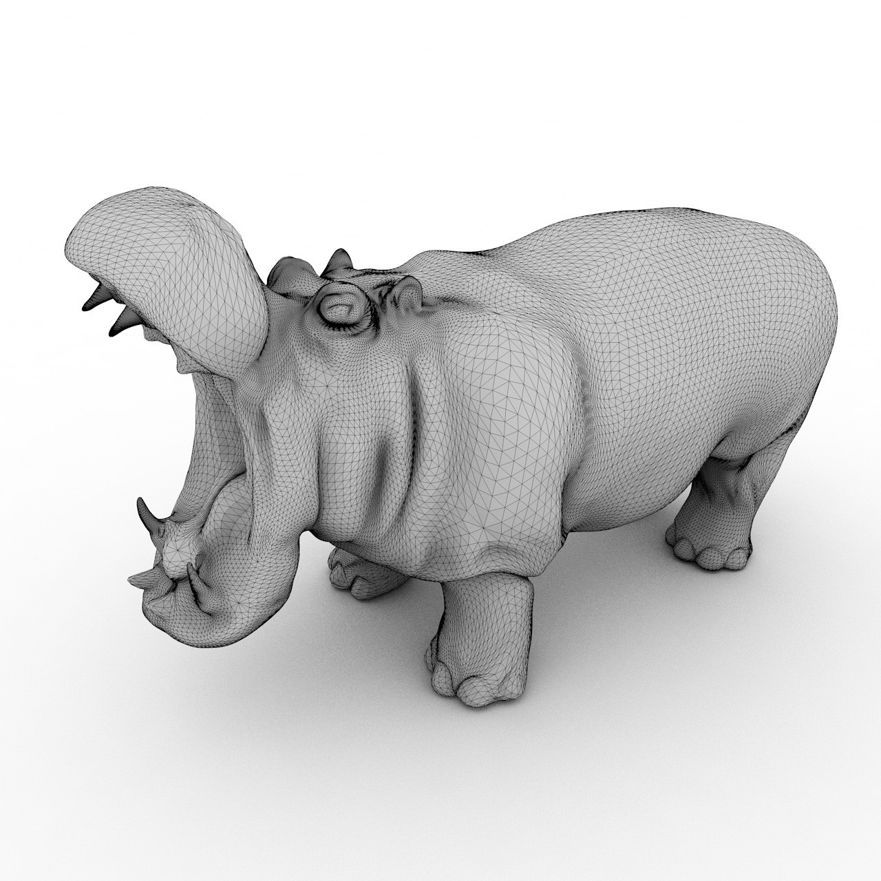 Modelo de impressão 3d boca grande hipopótamo
