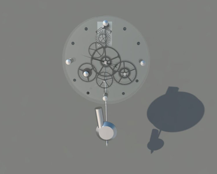 Wall Clock with Gear Wheel 3d Model