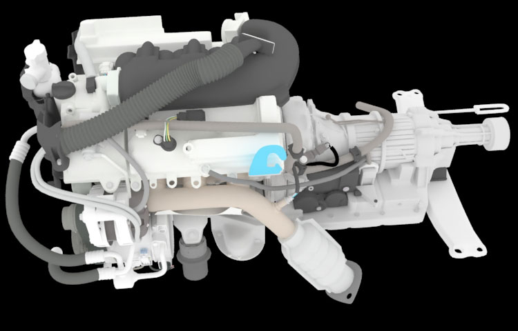 車のディーゼルエンジンの3Dモデル