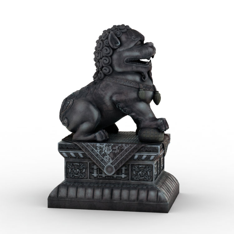 Escultura de león de piedra 3d modelo de estilo china