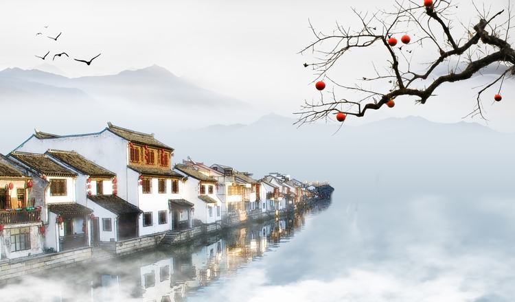 Chinese Old Town Watery region hill bird village