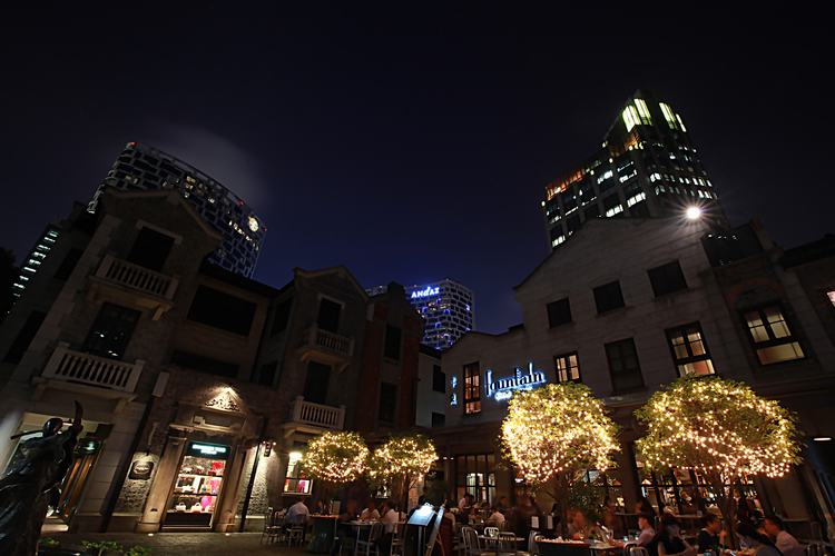 Arquitectura tradicional Nightscape Shanghai Lamlight Multitud