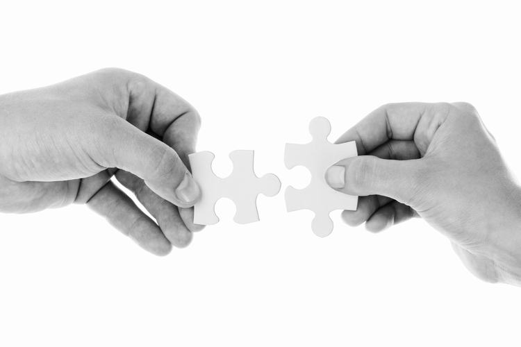 Megfelelő Üzleti Együttműködési Puzzle kezek