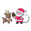 Elk and Santa Claus Vector Illustration in Hand Drawn Style