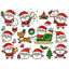 Cute cartoon hand-drawn style Santa Claus with various actions vector illustration