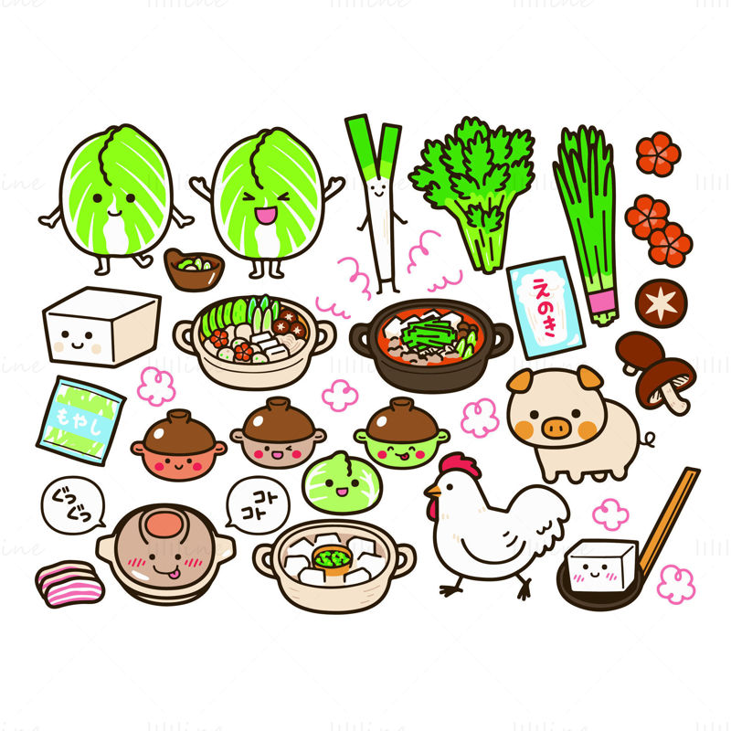 Cartoon cute hand drawn style ingredients casserole vector illustration