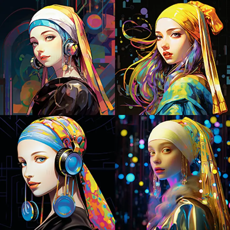 Girl with a Pearl Earring Illustration - Cyberpunk Style