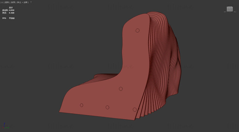 3D модель стула морской волны
