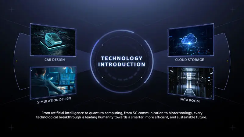 Plantilla de PowerPoint con estilo de tecnología de baja saturación