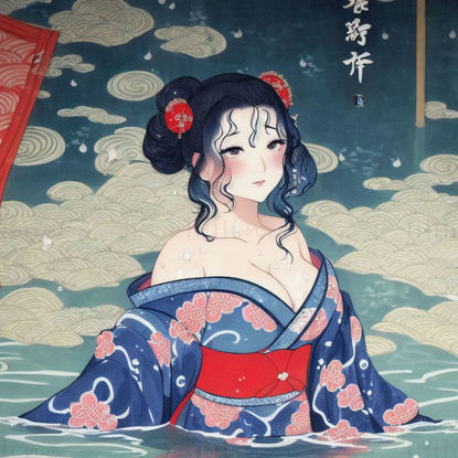 Ilustração pintada à mão de beleza japonesa X 5