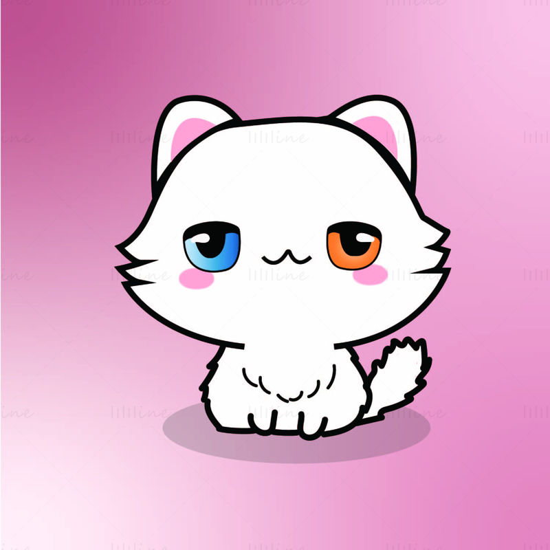 Ilustrație drăguță de pisică de leu ochi de rață mandarin