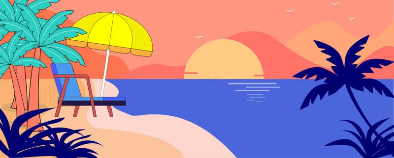 Beach scene vector illustration