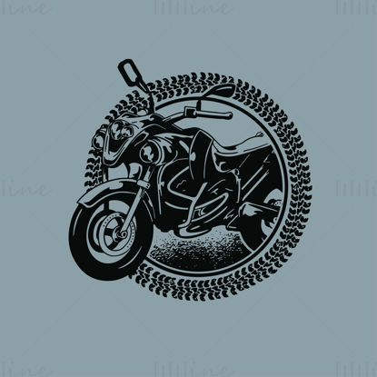Black and white motorcycle badge vector hand drawn pattern