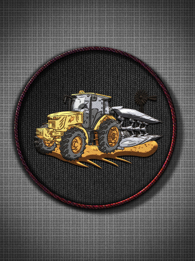 Tractor farm life hand drawn pattern with harvester