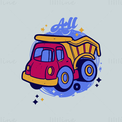 Cartoon version of red dump truck vector illustration