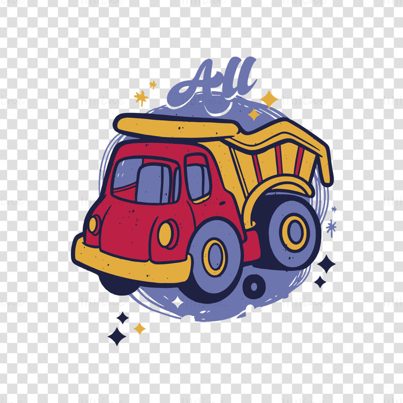 Cartoon version of red dump truck vector illustration