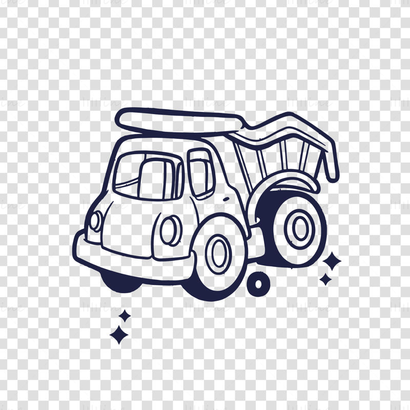 Cartoon version of red dump truck vector illustration