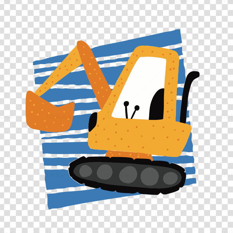 Cartoon version of crawler excavator vector illustration for children
