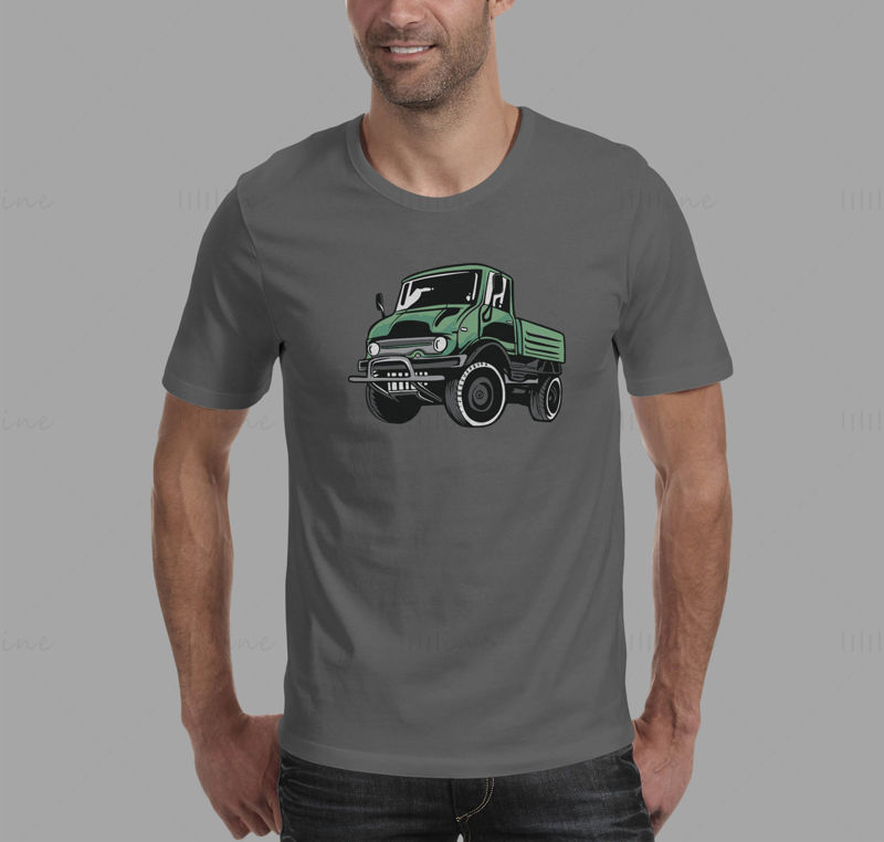 Vector illustration of classic green all terrain off road truck