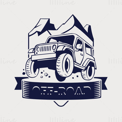 Blue Jeep SUV Badge Vector Illustration