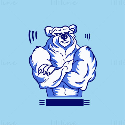 Fitness Polar Bear Pattern Vector Illustration With Arms Crossed