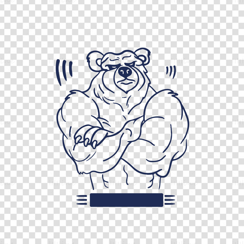 Fitness Polar Bear Pattern Vector Illustration With Arms Crossed
