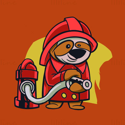 Rat firefighter pattern vector illustration standing on fire hydrant holding water hose