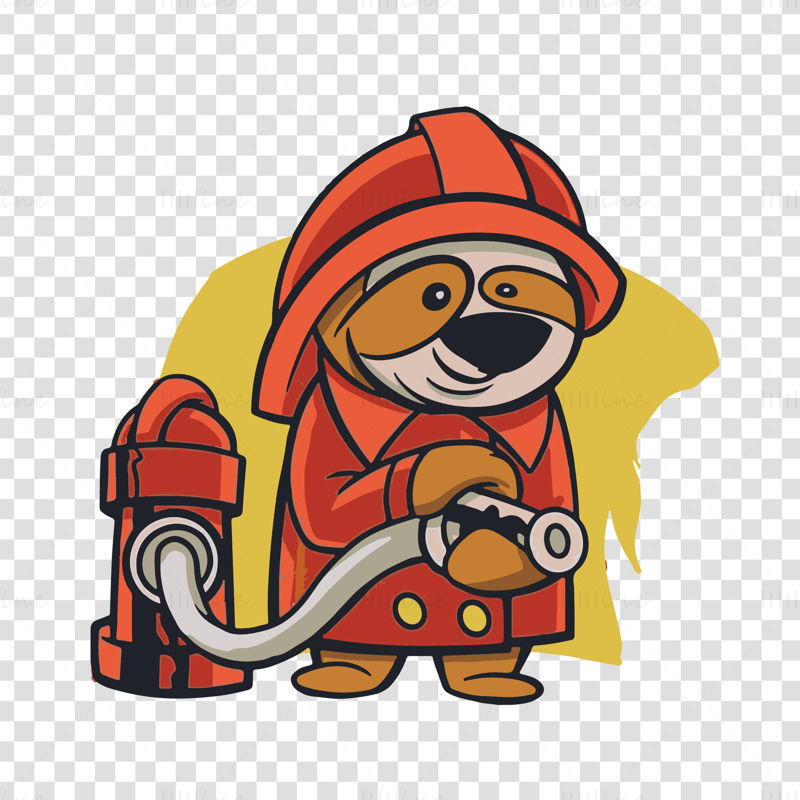Rat firefighter pattern vector illustration standing on fire hydrant holding water hose
