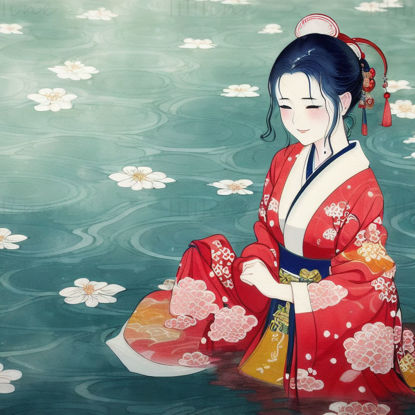 ilustração de beleza de quimono japonês
