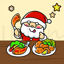 Greedy Santa Claus holding chicken legs and fried chicken vector illustration
