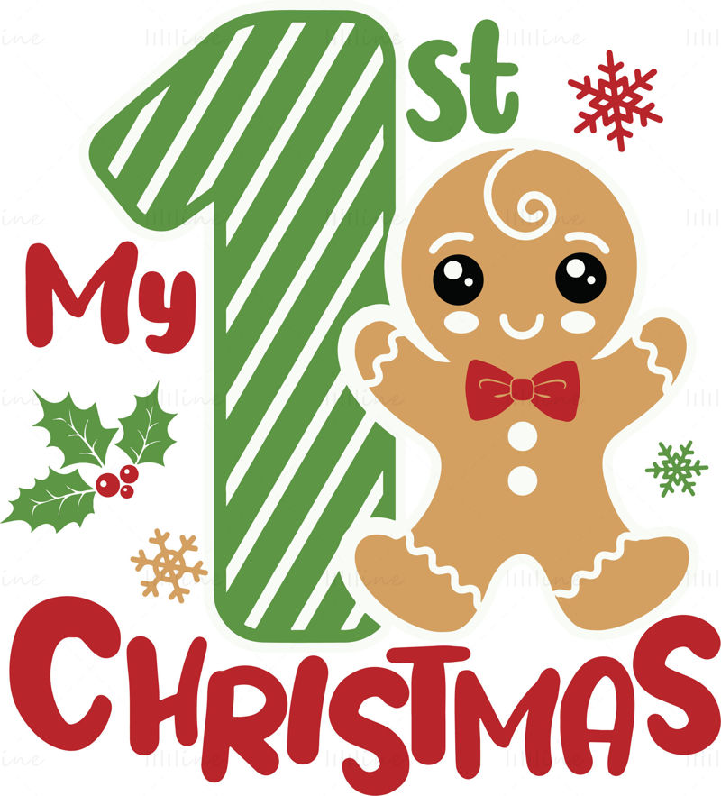 Noel zencefilli kurabiye adam bir numaralı şenlikli unsur vektörü