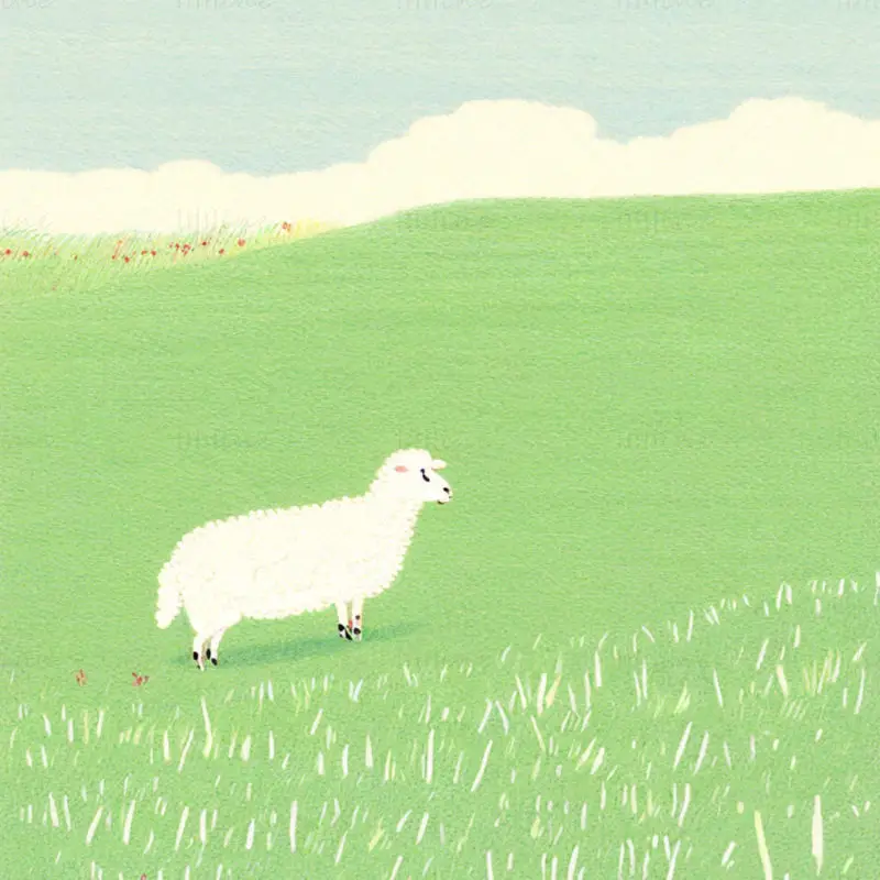Ilustrație de oi pe pășune