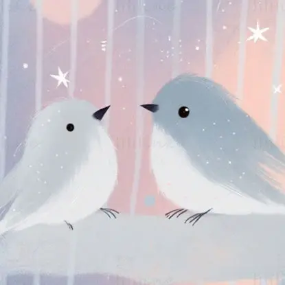 Two little birds illustration