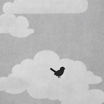 Ilustración de pájaro en la nube