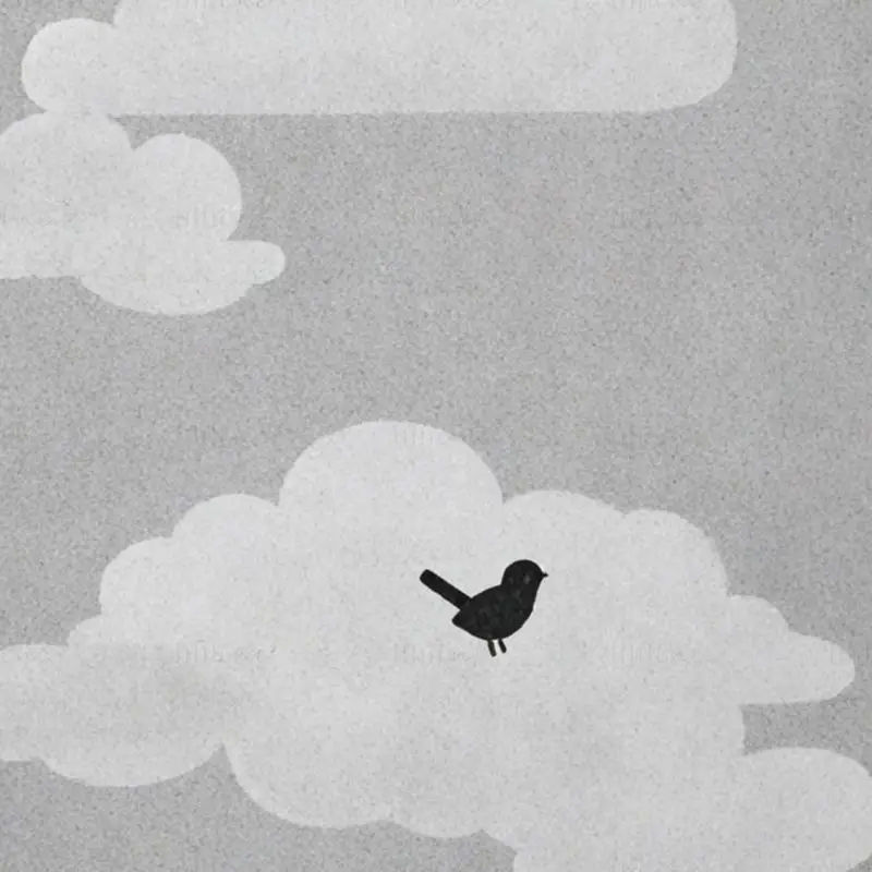 Ilustracija ptice na oblaku