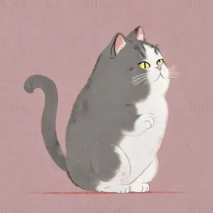 Думающая иллюстрация кошки