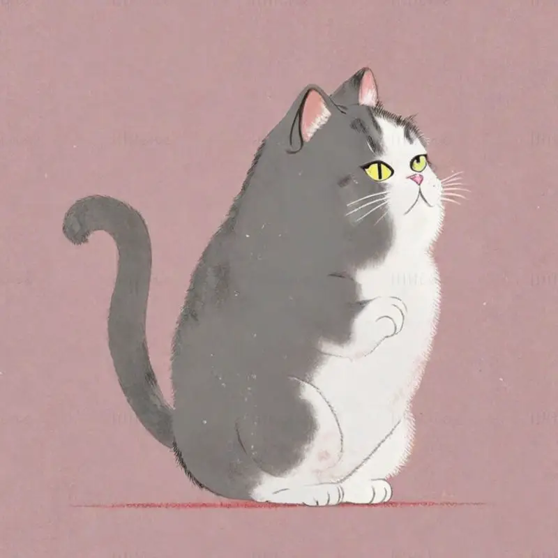 Illustrazione del gatto pensante