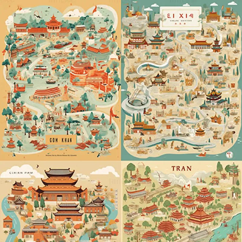 High-definition hand-painted style map