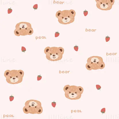 Cartoon bear strawberry vector illustration
