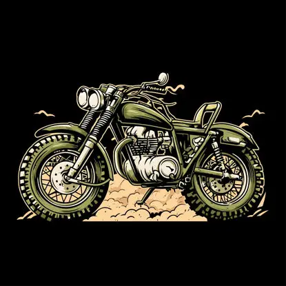 Ilustrație retro motocicletă verde model de element vector de îmbrăcăminte