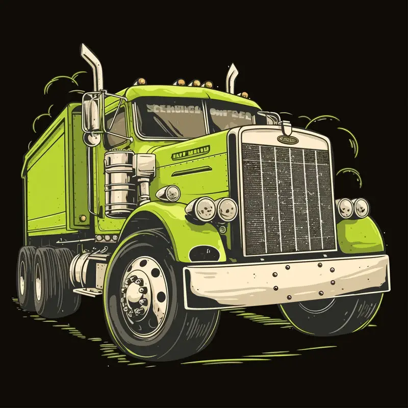 American green garbage truck retro illustration apparel vector element pattern