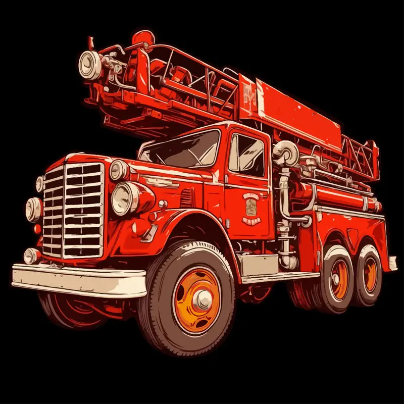 Fire truck vintage illustration apparel vector element pattern