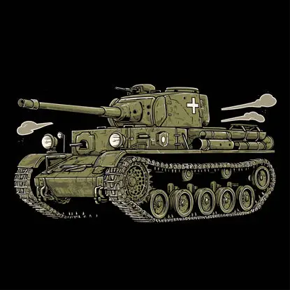 Tank yeşil araç retro illüstrasyon giyim vektör öğesi deseni