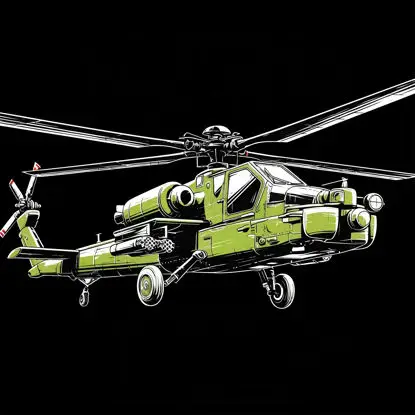 Helicopter mechanical green propeller retro clothing element illustration pattern