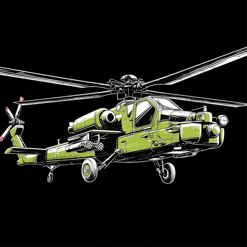 Helikopter mechanische groene propeller retro kleding element illustratie patroon