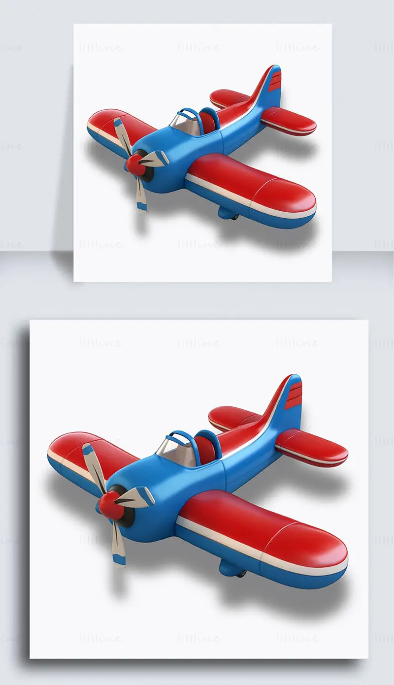 Photo d'avion gonflable mignon dessin animé bleu rouge